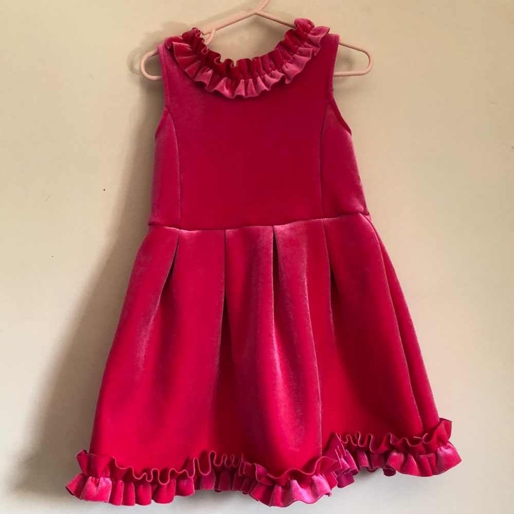 Hot pink velvet dress